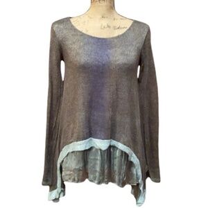 BELLE FRANCE Long Sleeve Ruffle Hem Tunic - Size L